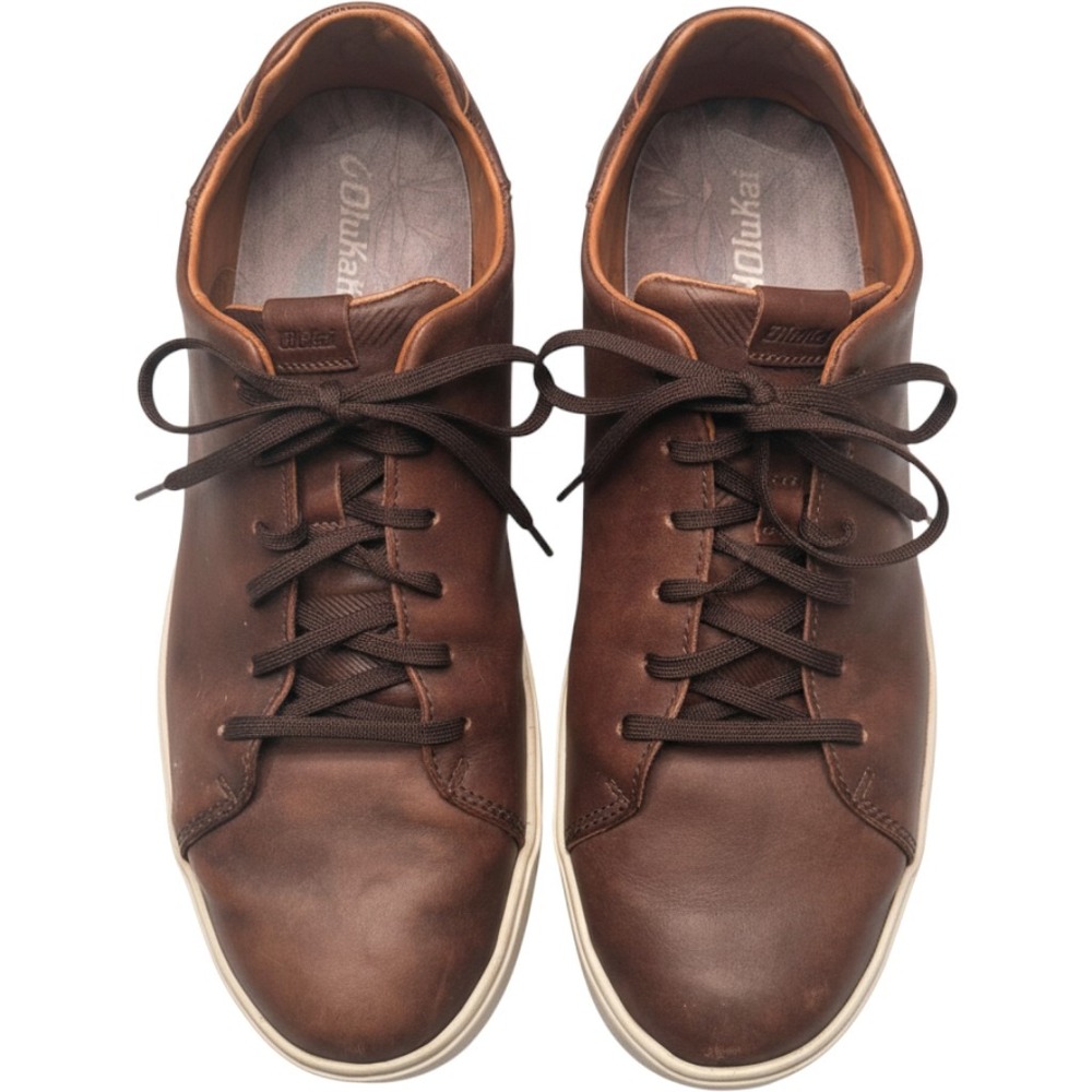 OluKai Lae'ahi Li 'Ili Men's Sneakers Brown Leather Drop-In Heel Shoes Size 13